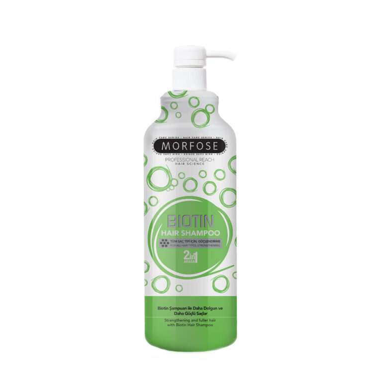 Morfose 2in1 BiotinShampoo 1000 ml har en grön och vit design, perfekt för kvinna som söker tjockare, starkare hår. Denna kombination av schampo och balsam kommer med en praktisk pumpdispenser, perfekt för alla Morfose Sverige-entusiaster.