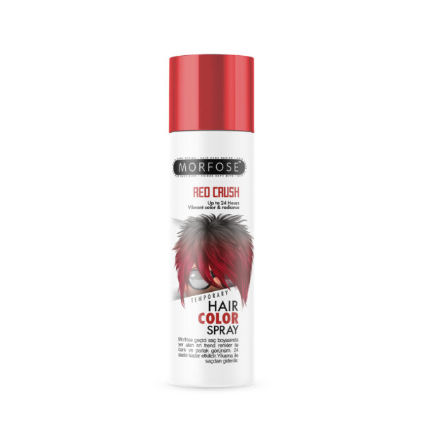 En burk Morfose Mech Spray Red Crush 150 ml har en design idealisk för män, med röda och vita färger och en illustration som visar dess livfulla röda effekt.